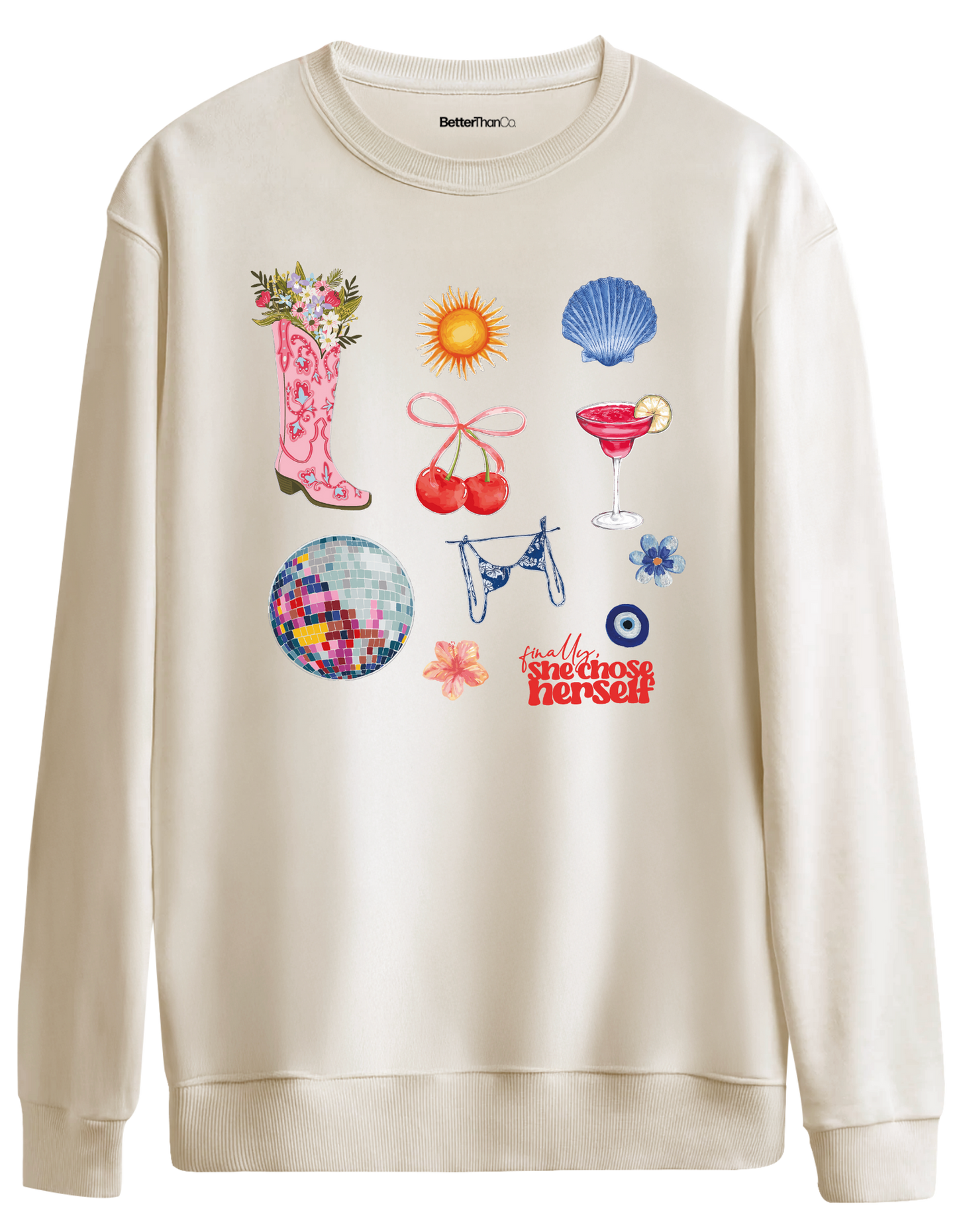 Self Love Baskılı Bisiklet Yaka Oversize Sweatshirt