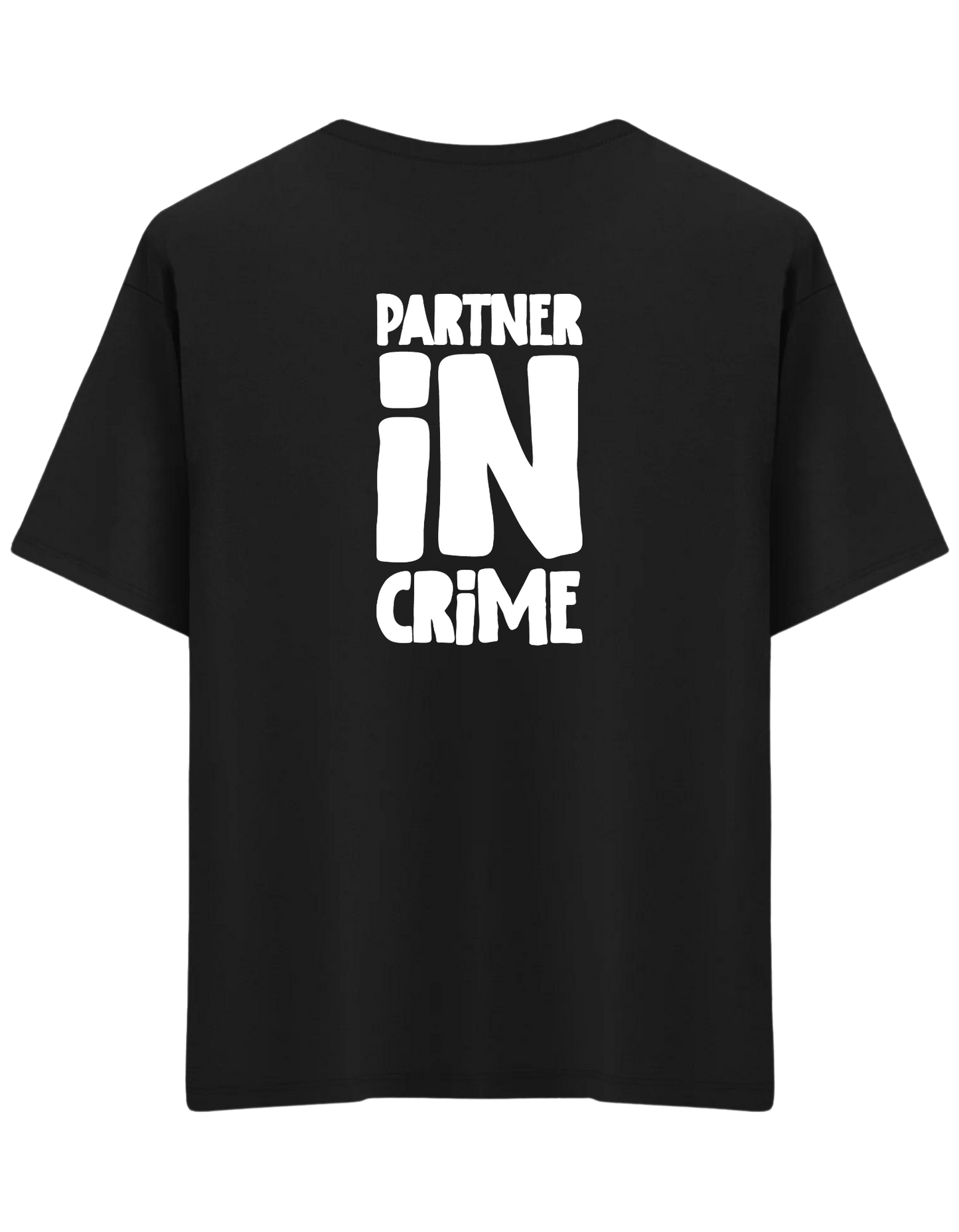 Partner in Crime Baskılı Bisiklet Yaka Oversize T-shirt
