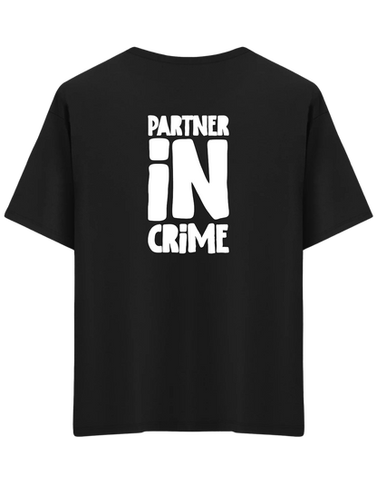 Partner in Crime Baskılı Bisiklet Yaka Oversize T-shirt