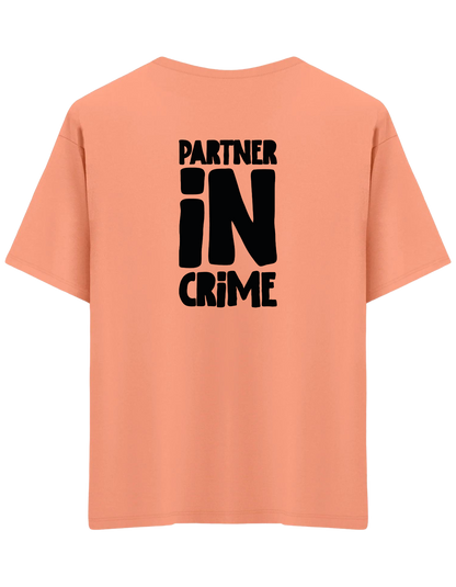 Partner in Crime Baskılı Bisiklet Yaka Oversize T-shirt