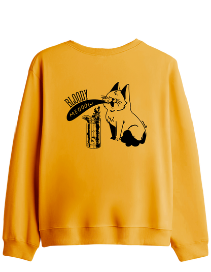 Bloody Meow Baskılı Bisiklet Yaka Sweatshirt