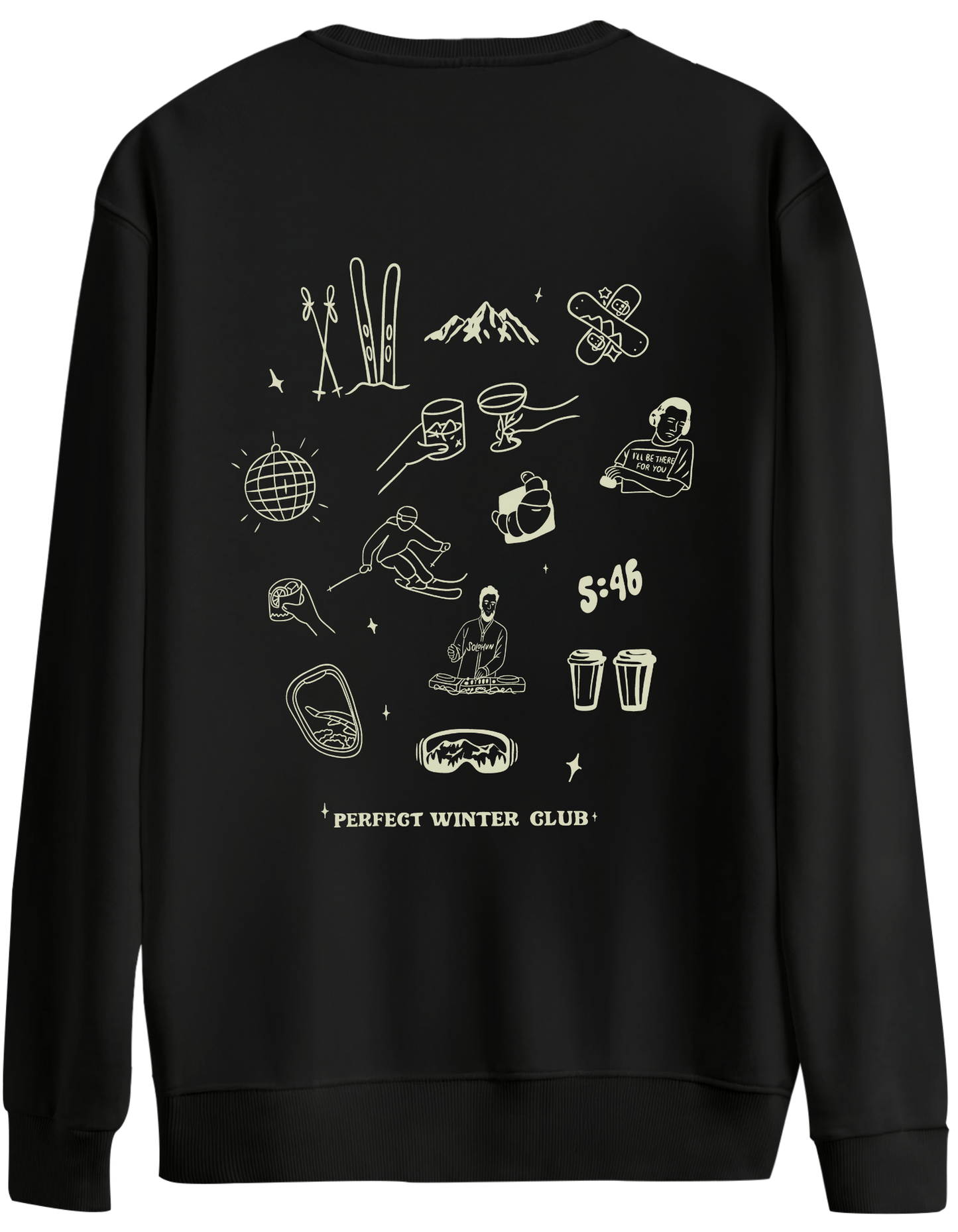 Winter Club Baskılı Bisiklet Yaka Oversize Sweatshirt