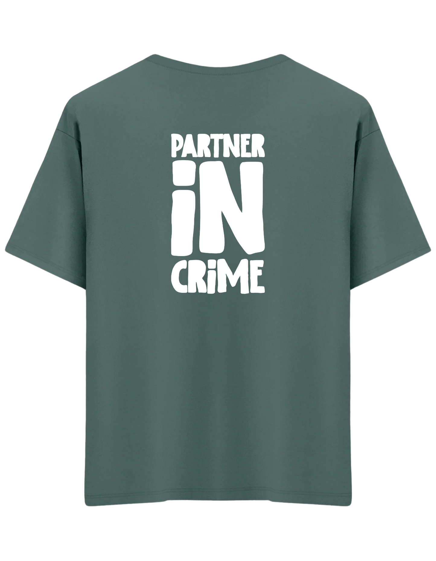 Partner in Crime Baskılı Bisiklet Yaka Oversize T-shirt