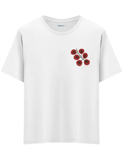 Tomatoes Baskılı Bisiklet Yaka Oversize T-shirt