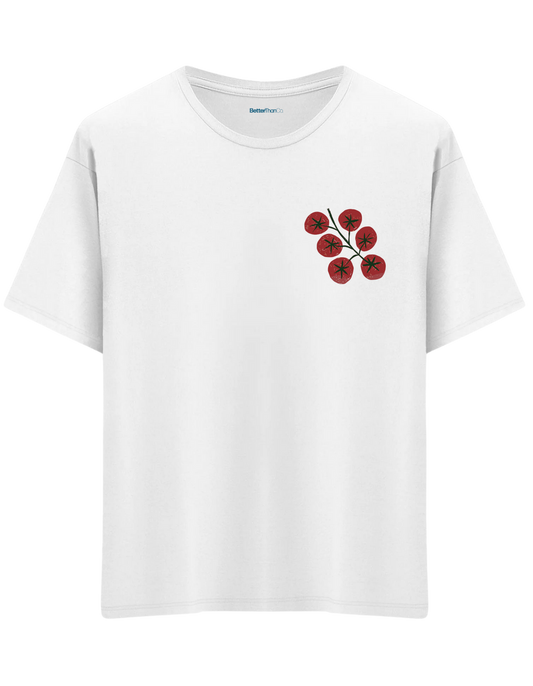 Tomatoes Baskılı Bisiklet Yaka Oversize T-shirt