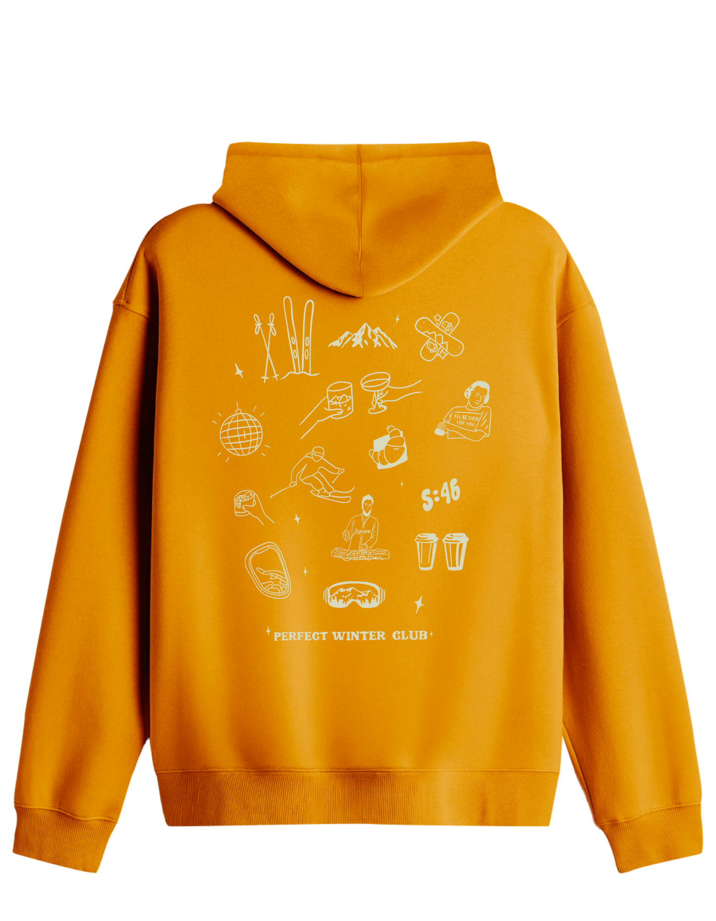 Winter Club Baskılı Unisex Kapüşonlu Yaka Hoodie
