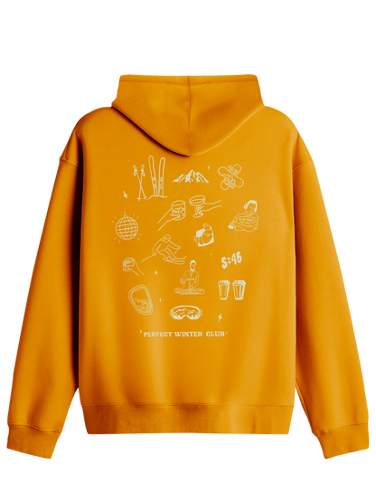 Winter Club Baskılı Unisex Kapüşonlu Yaka Hoodie