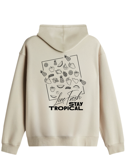 Tropical Baskılı Unisex Kapüşonlu Yaka Hoodie