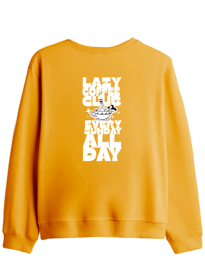 Lazy Coffee Club Baskılı Bisiklet Yaka Sweatshirt