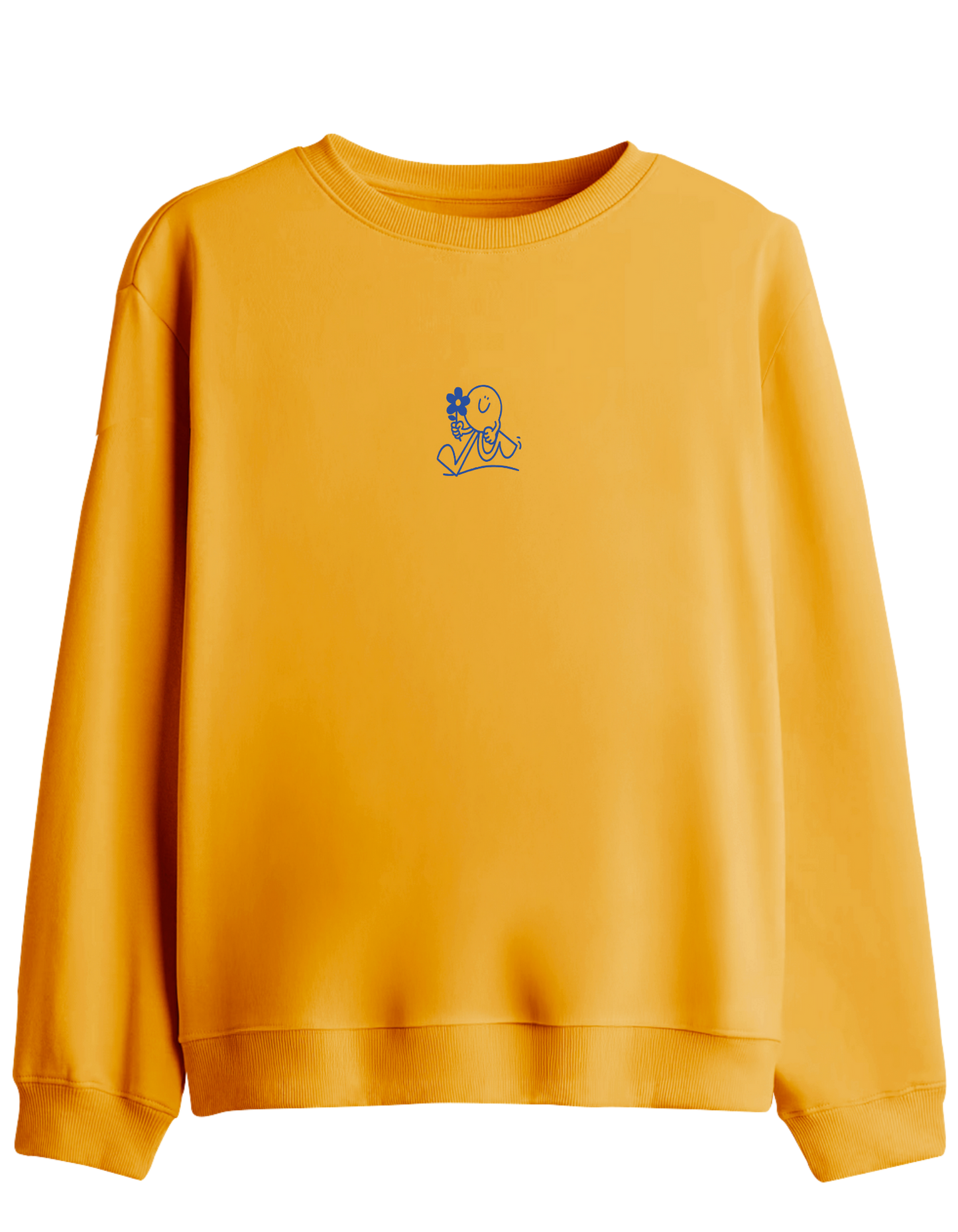 Running Baskılı Bisiklet Yaka Sweatshirt