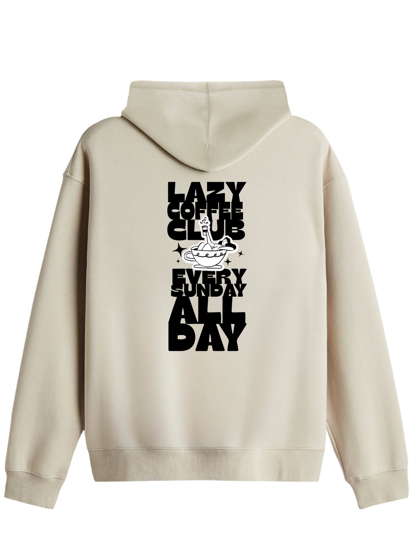 Lazy Coffee Club Baskılı Unisex Kapüşonlu Yaka Hoodie