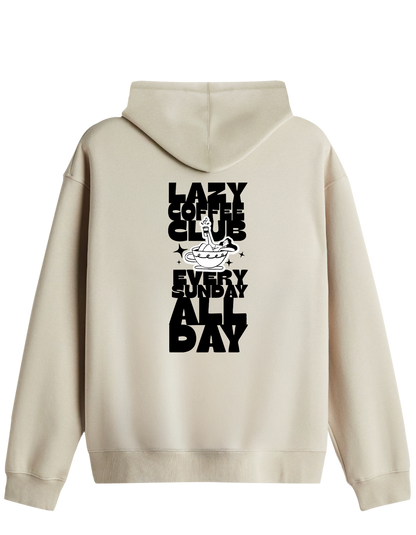 Lazy Coffee Club Baskılı Unisex Kapüşonlu Yaka Hoodie