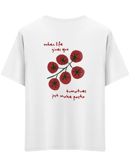 Tomatoes Baskılı Bisiklet Yaka Oversize T-shirt
