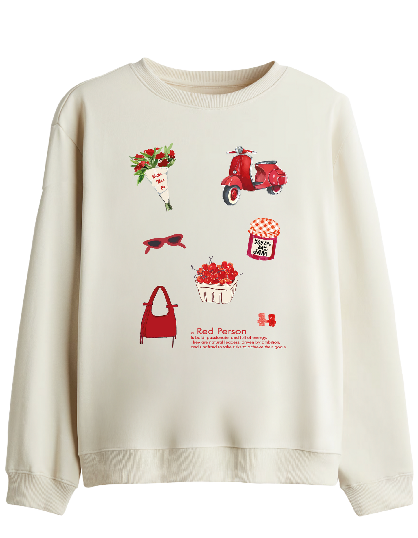 Red Person Baskılı Bisiklet Yaka Sweatshirt