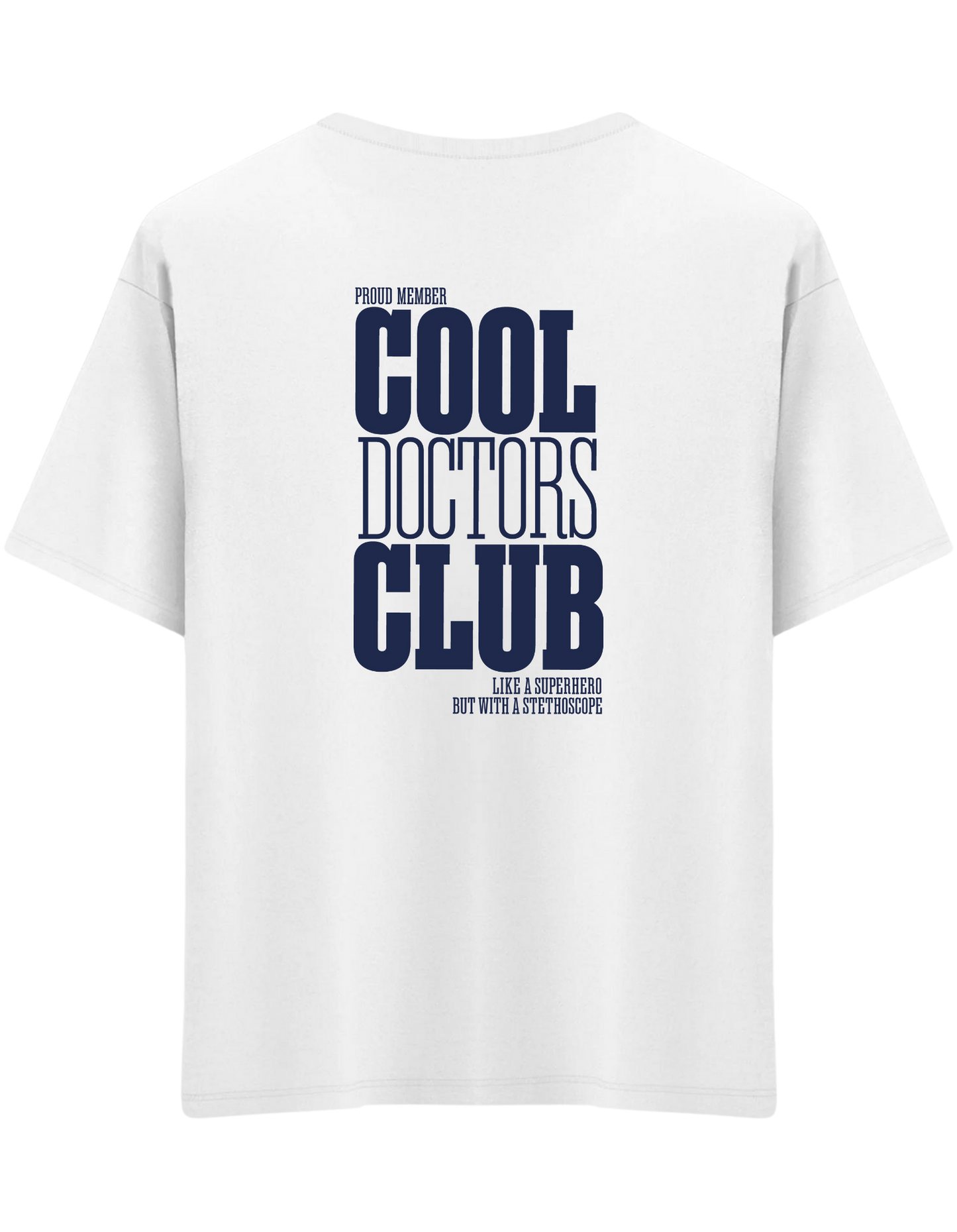 Cool Doctors Club Baskılı Bisiklet Yaka Oversize T-shirt
