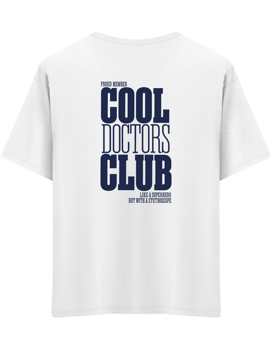 Cool Doctors Club Baskılı Bisiklet Yaka Oversize T-shirt