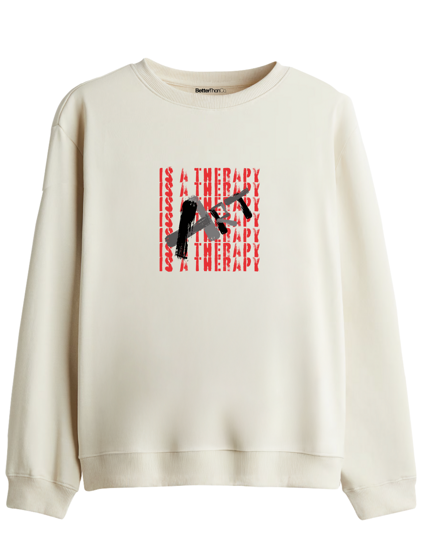 Art Is a Therapy Baskılı Bisiklet Yaka Sweatshirt