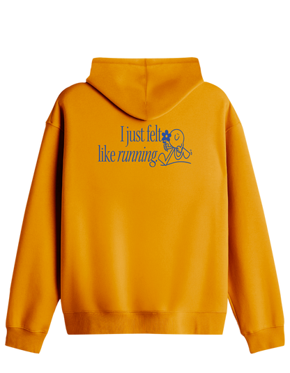 Running Baskılı Unisex Kapüşonlu Yaka Hoodie