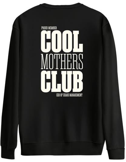 Cool Mothers Club Baskılı Bisiklet Yaka Oversize Sweatshirt