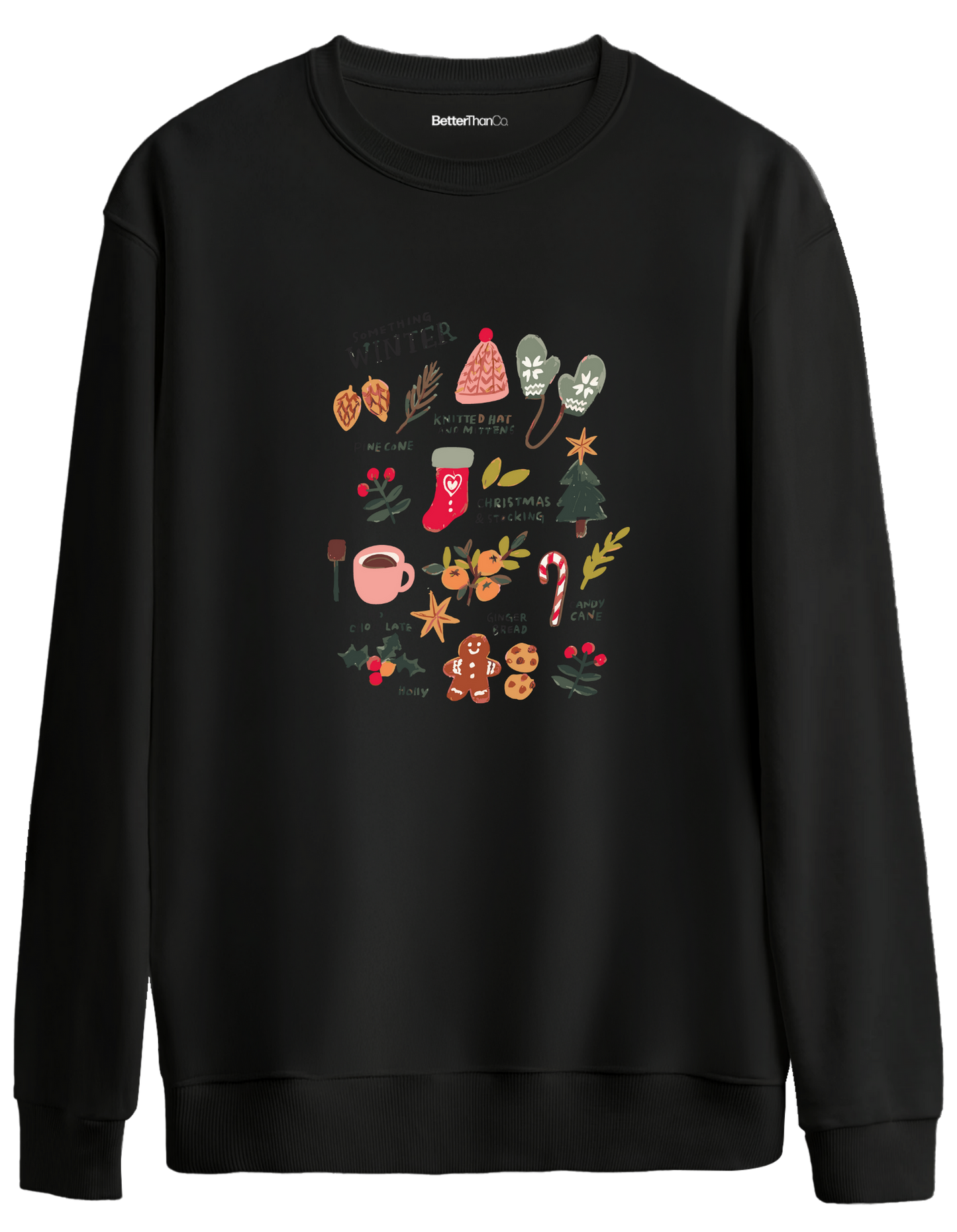 Winter Baskılı Bisiklet Yaka Oversize Sweatshirt