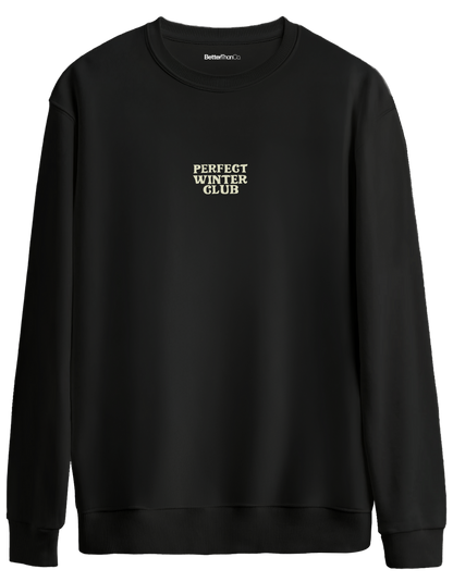 Winter Club Baskılı Bisiklet Yaka Oversize Sweatshirt
