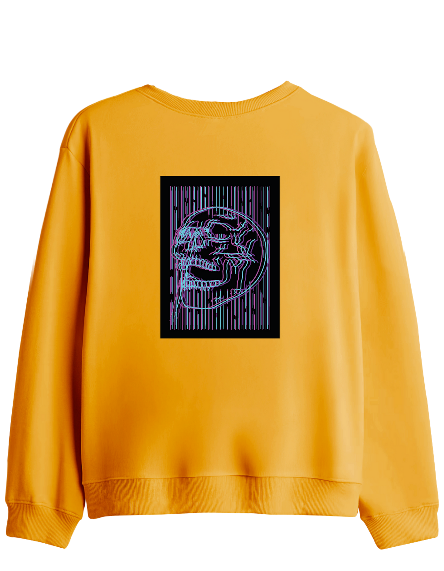 Neon Baskılı Bisiklet Yaka Sweatshirt