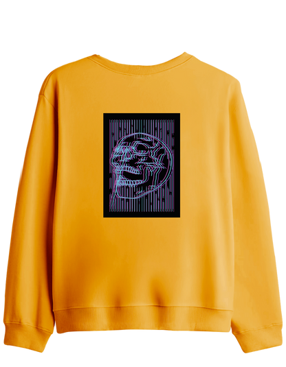 Neon Baskılı Bisiklet Yaka Sweatshirt