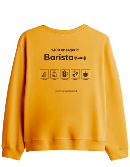 Barista Baskılı Bisiklet Yaka Sweatshirt