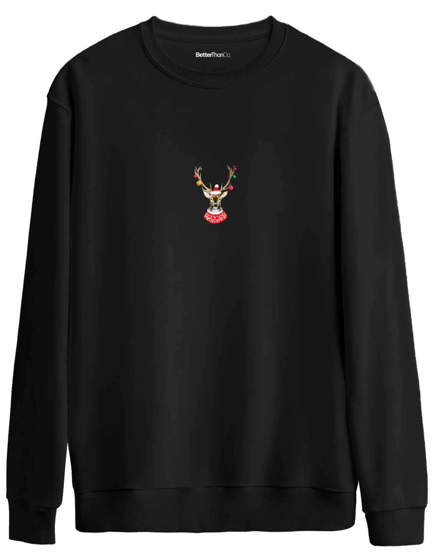 Reindeer Baskılı Bisiklet Yaka Oversize Sweatshirt