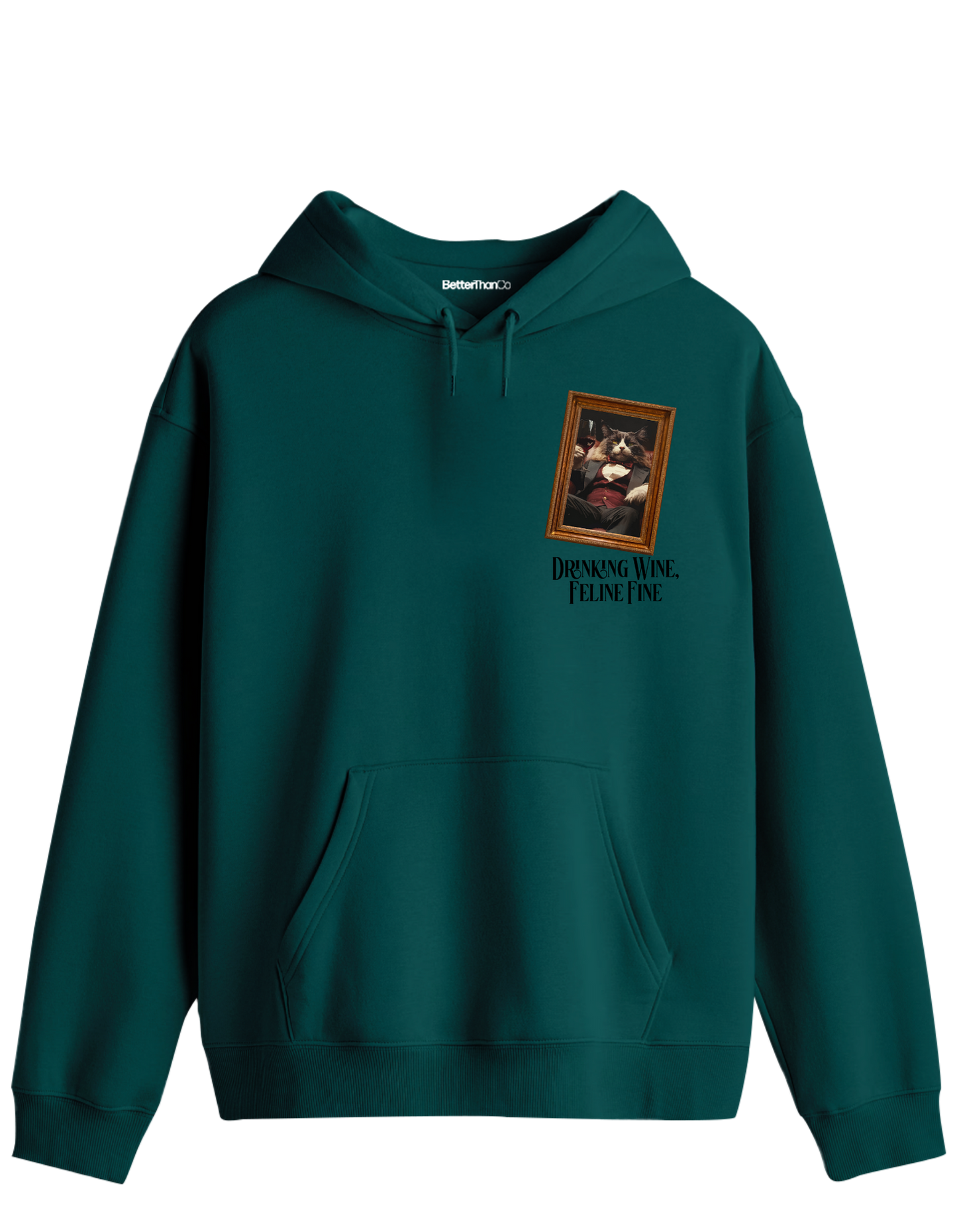 Feline Fine Baskılı Unisex Kapüşonlu Yaka Hoodie