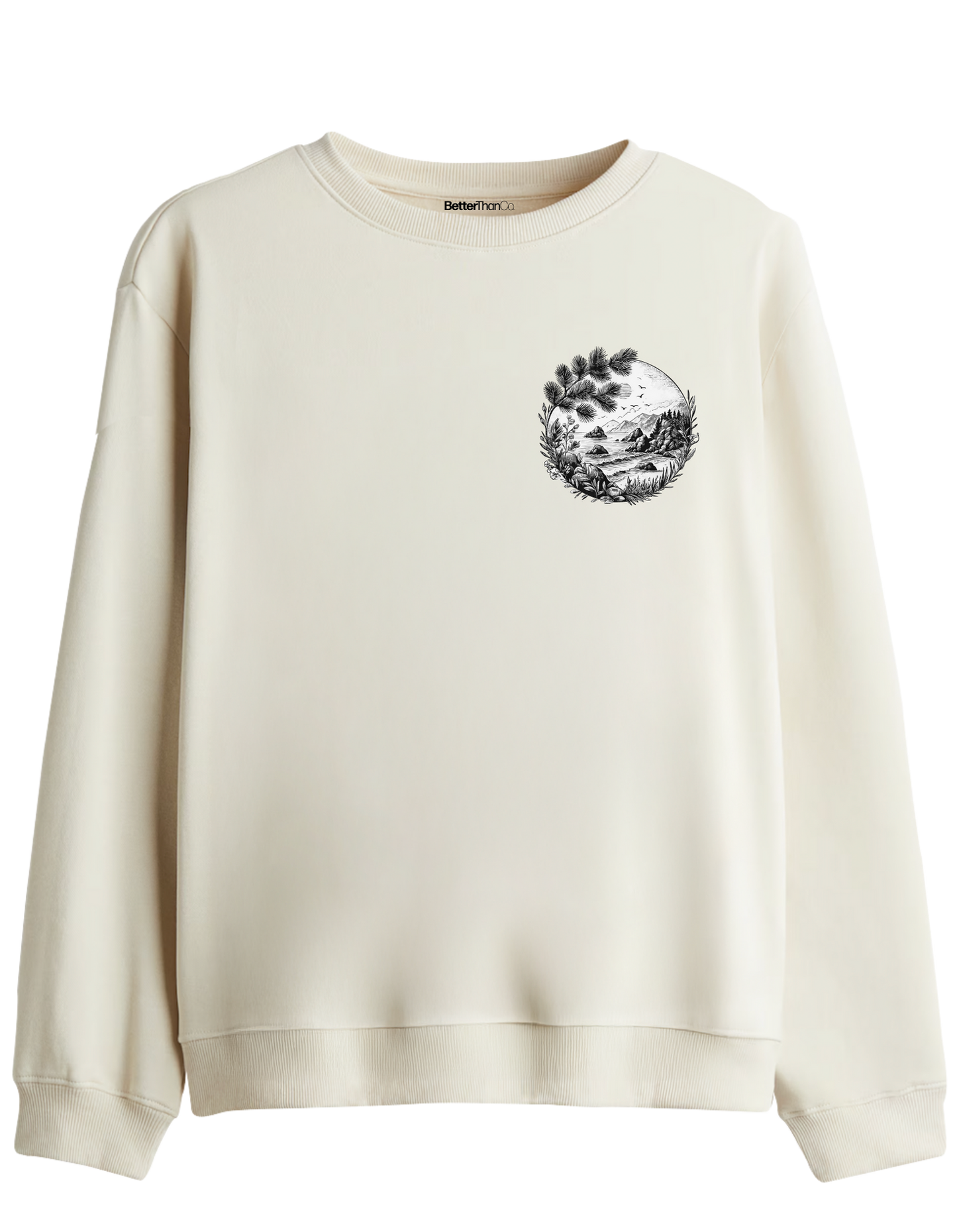 Nature Baskılı Bisiklet Yaka Sweatshirt