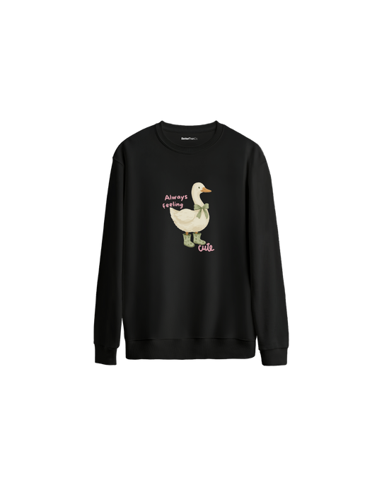 Feeling Cute Baskılı Oversize Bisiklet Yaka Çocuk Sweatshirt