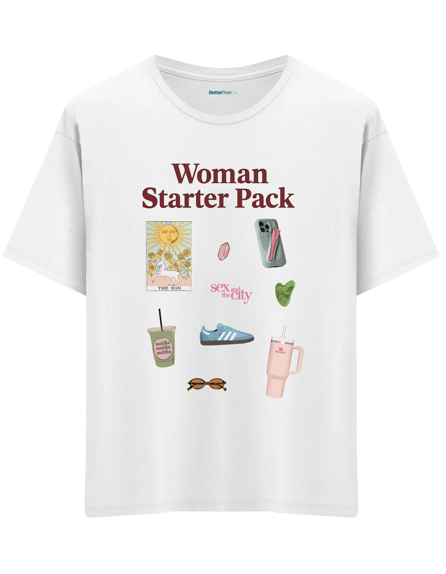 Woman Starter Pack Baskılı Bisiklet Yaka Oversize T-shirt