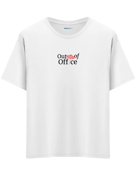 Out Of Office Baskılı Bisiklet Yaka Oversize T-shirt