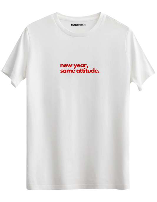 Happy New Year Baskılı Bisiklet Yaka Regular T-shirt