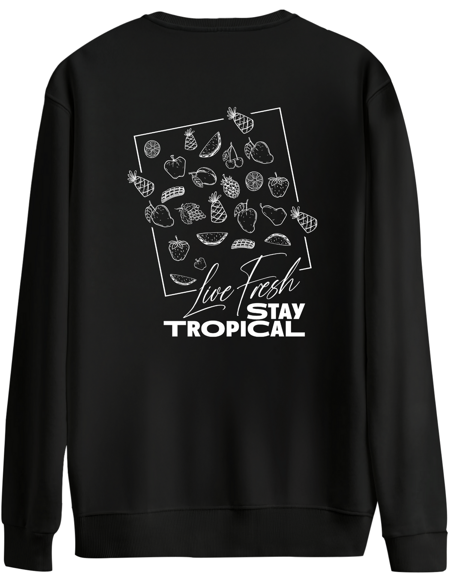 Tropical Baskılı Bisiklet Yaka Oversize Sweatshirt