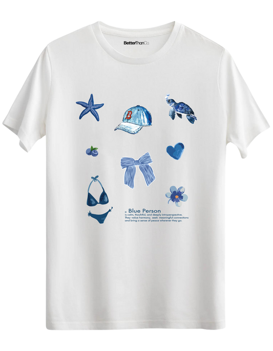 Blue Person Baskılı Bisiklet Yaka Regular T-shirt