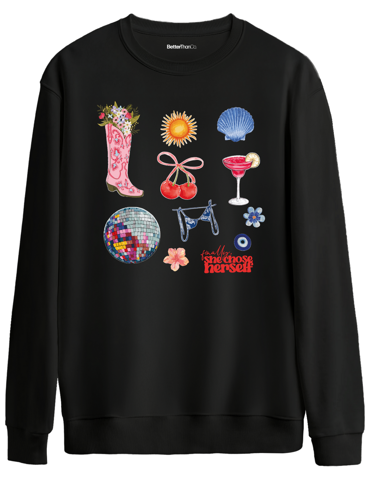 Self Love Baskılı Bisiklet Yaka Oversize Sweatshirt