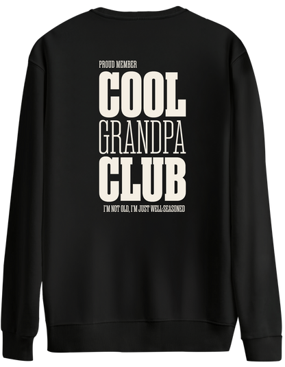 Cool Grandpa Club Baskılı Bisiklet Yaka Oversize Sweatshirt