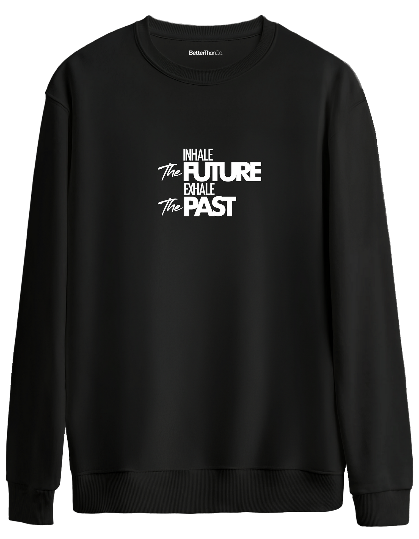 Inhale Exhale Baskılı Bisiklet Yaka Oversize Sweatshirt