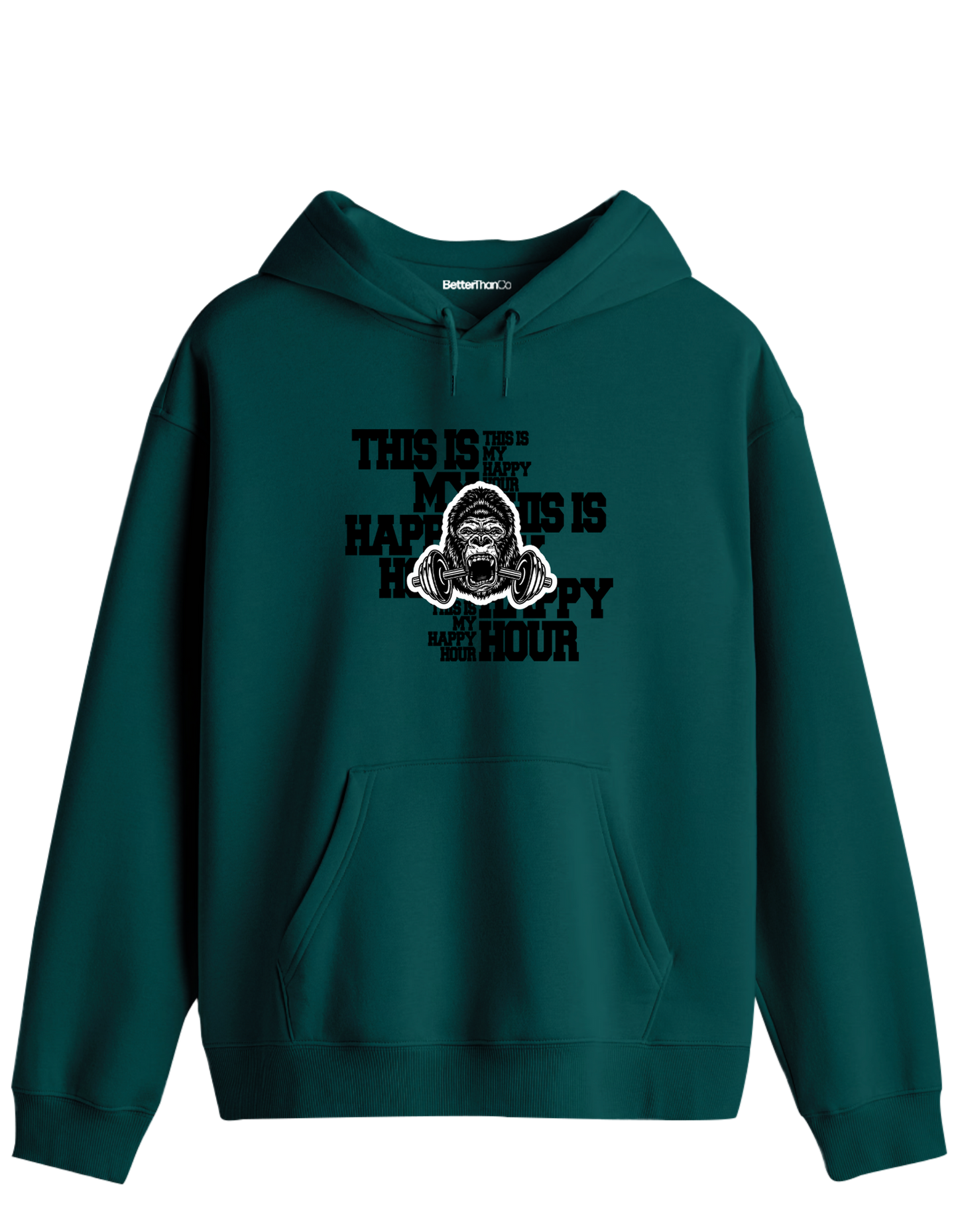 Happy Hour Baskılı Unisex Kapüşonlu Yaka Hoodie