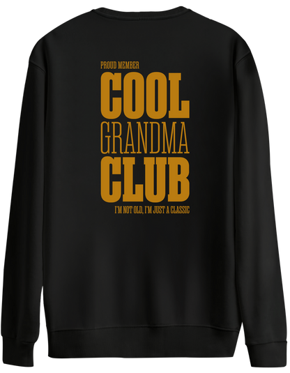 Cool Grandma Club Baskılı Bisiklet Yaka Oversize Sweatshirt