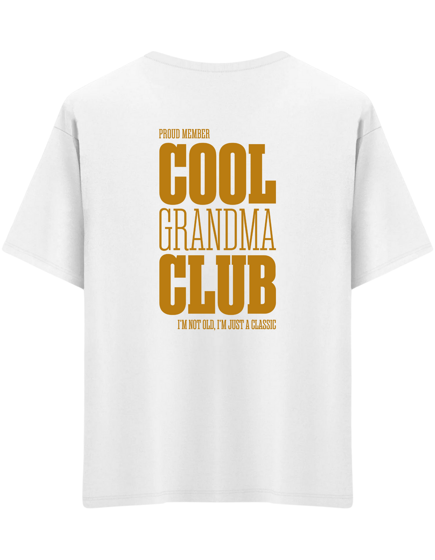 Cool Grandma Club Baskılı Bisiklet Yaka Oversize T-shirt