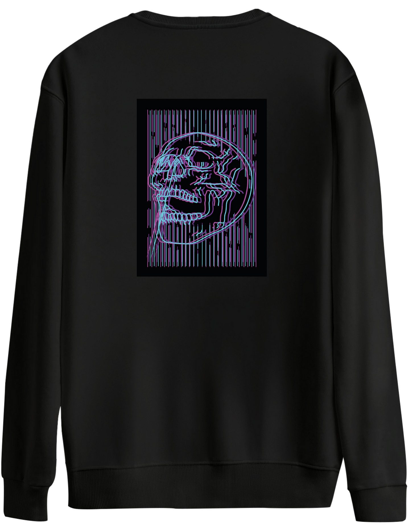 Neon Baskılı Bisiklet Yaka Oversize Sweatshirt