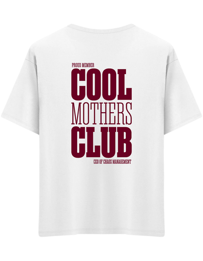 Cool Mothers Club Baskılı Bisiklet Yaka Oversize T-shirt