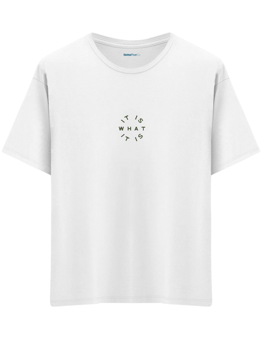 It Is What It Is Baskılı Bisiklet Yaka Oversize T-shirt