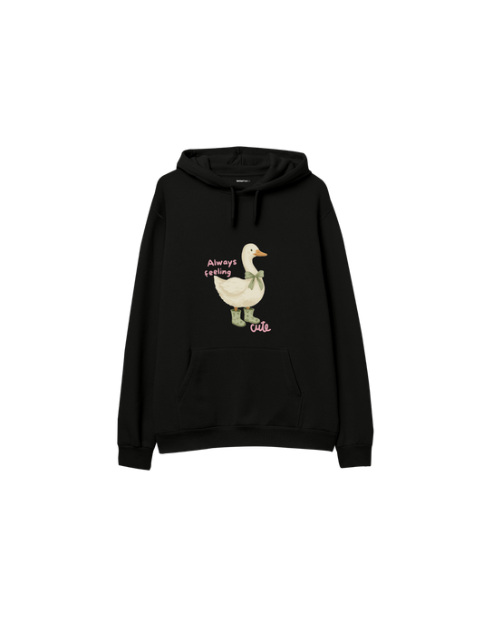 Feeling Cute Baskılı Oversize Kapüşonlu Çocuk Hoodie