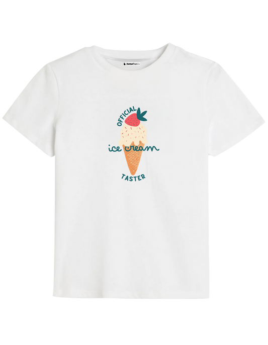 Ice Cream Baskılı Bisiklet Yaka Çocuk t-shirt