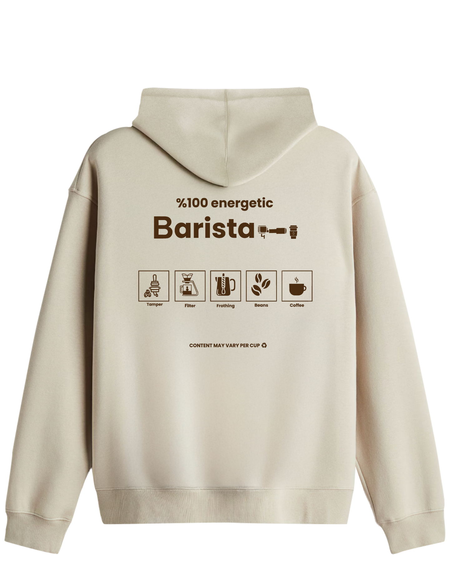 Barista Baskılı Unisex Kapüşonlu Yaka Hoodie