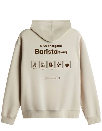 Barista Baskılı Unisex Kapüşonlu Yaka Hoodie